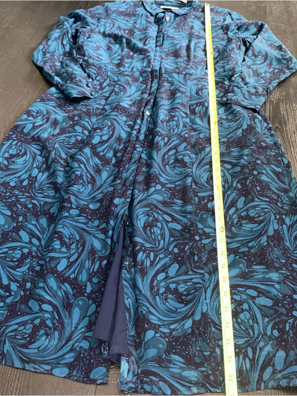 BODEN Lemima Silk Shirt MIDI Dress US 12 NO Belt Missing Navy Marbled Dreams - Picture 10 of 14